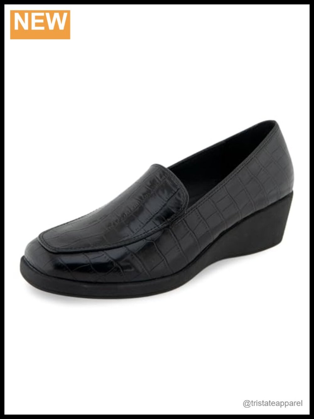 Women's Faux Leather Slip-On Loafers with Wedge Heel